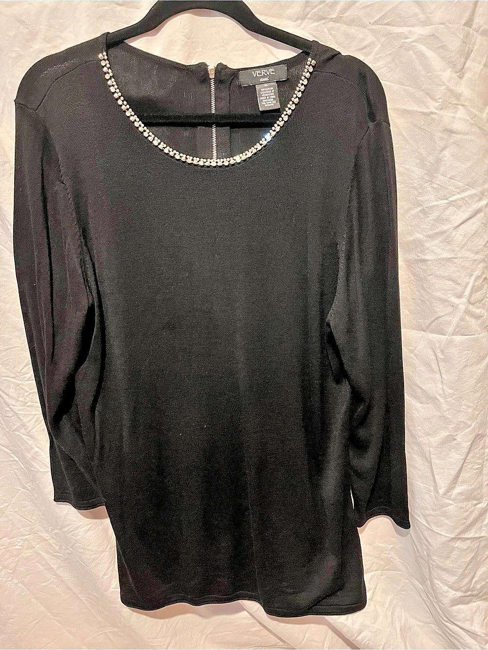 VERVE ami Black Embellished Neck Tunic Size XL